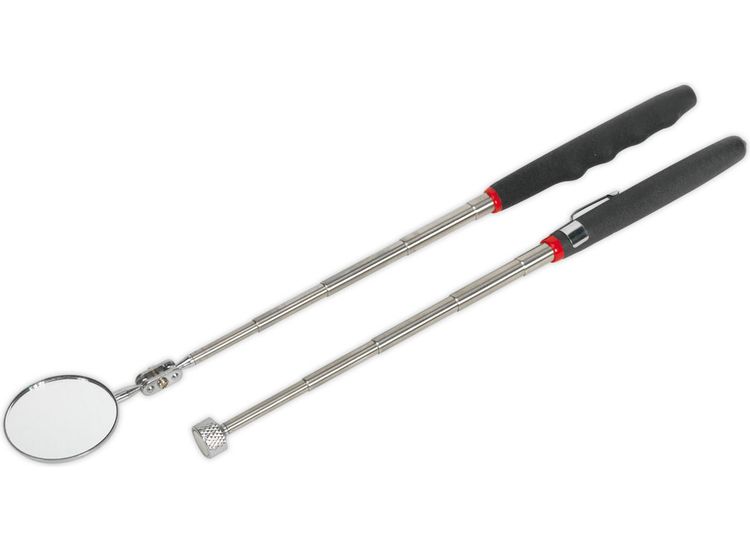Sealey S0940 Telescopic Magnetic Pick-Up Tool &amp; Inspection Mirror Set 2pc