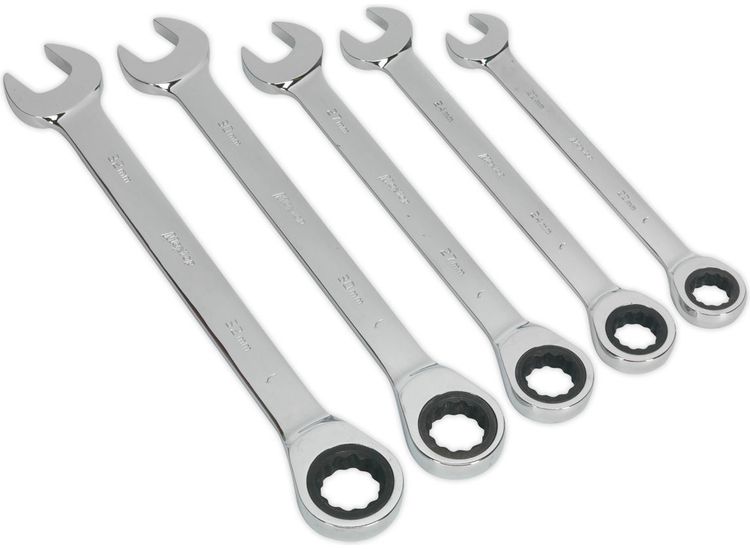 Sealey S0985 Combination Ratchet Spanner Set 5pc Metric