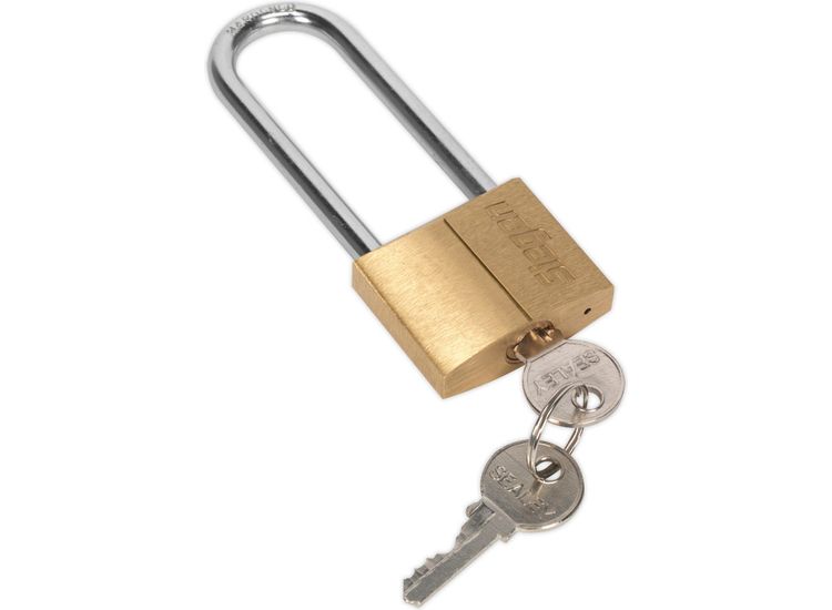 Sealey S0989 Brass Body Padlock with Brass Cylinder Long Shackle 40mm