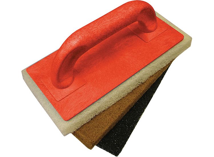 Faithfull Scouring Pad Holder + Fine Medium &amp; Coarse Pads