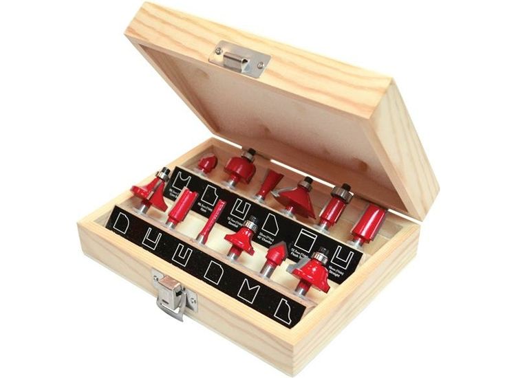 Faithfull 1/4in TCT Router Bit Set, 12 Piece