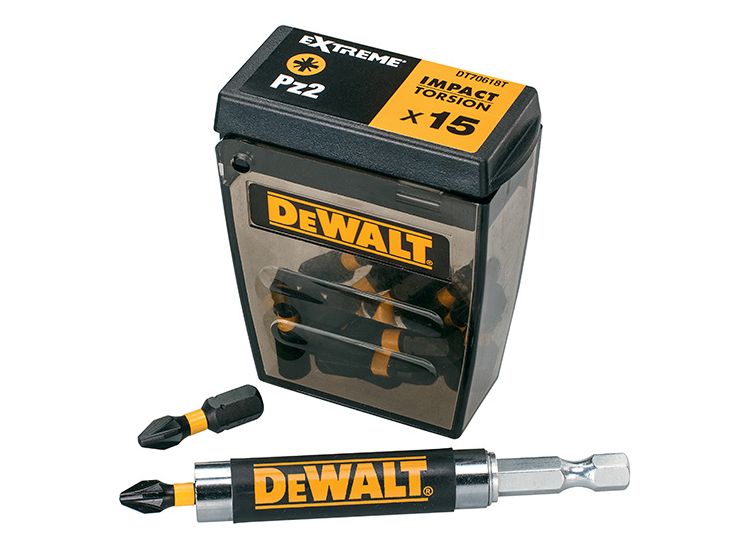 DEWALT Extreme Impact Torsion Bits PZ2 (Tic Tac Box 15) and Holder