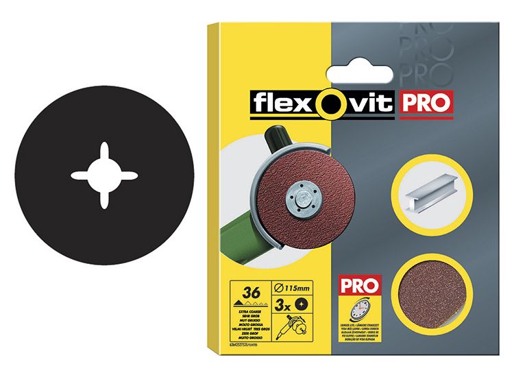 Flexovit Aluminium Oxide Fibre Disc 125mm Fine 80G (Pack 3)