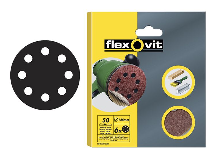 Flexovit Hook &amp; Loop Sanding Discs 125mm