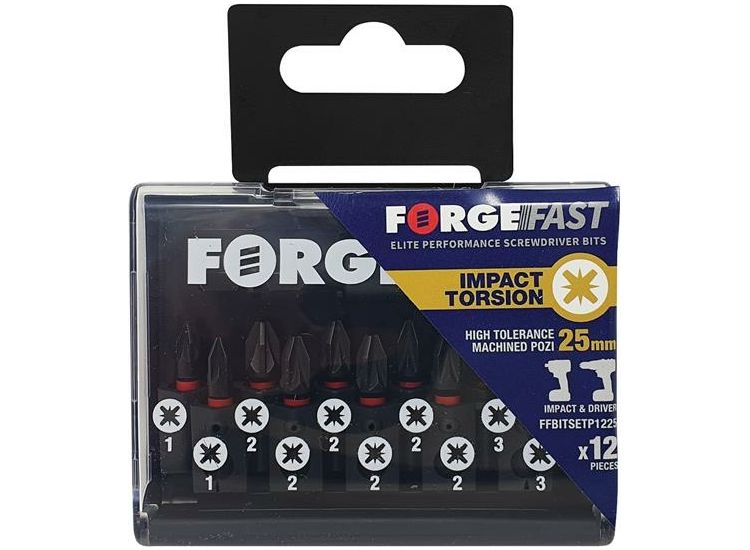 ForgeFix ForgeFast Pozidriv Compatible Impact Bit Set, 12 Piece
