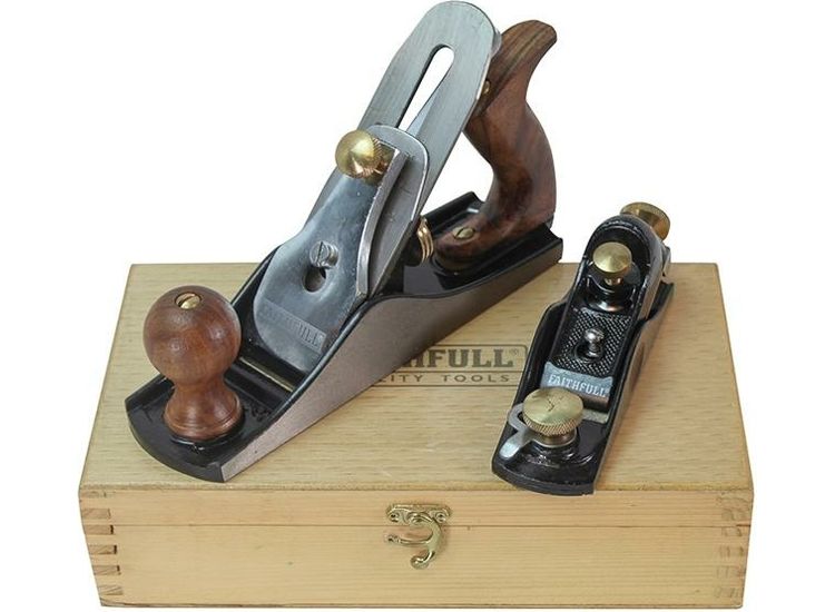 Faithfull No.4 Plane &amp; No.60 1/2 Plane in Wooden Box
