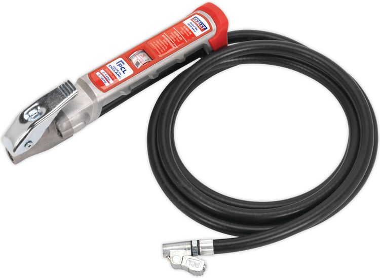 Sealey SA37/94 Professional Tyre Inflator with 2.7m Hose &amp; Clip-On Connector