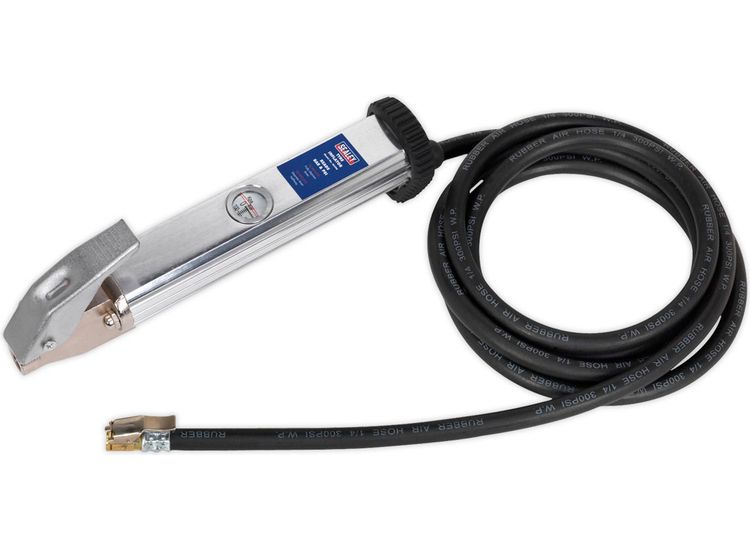 Sealey Tyre Inflator with 2.75m Hose &amp; Clip-On Connector
