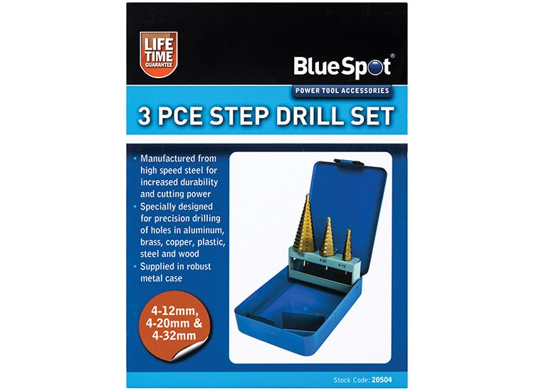 BlueSpot Tools Step Drill Set 4-32mm  3 Piece