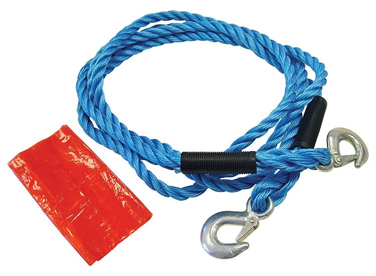 Faithfull Tow Rope 4m Metal Hooks 2 Tonne