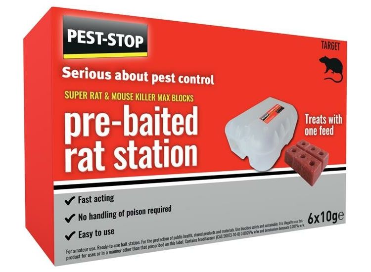 Pest-Stop (Pelsis Group) Super Rat &amp; Mouse Killer Wax Block Pre-Baited Station
