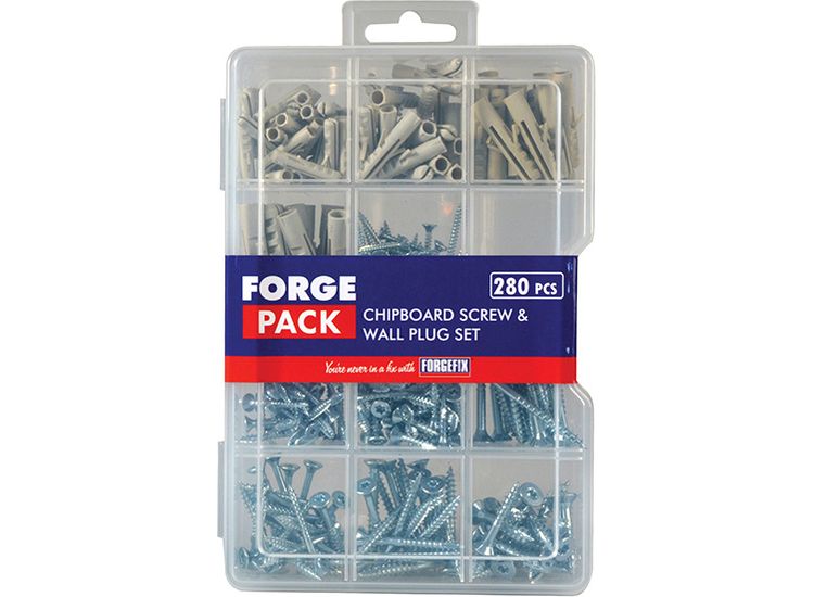 ForgeFix Screw &amp; Wall Plug Kit ForgePack 280 Piece