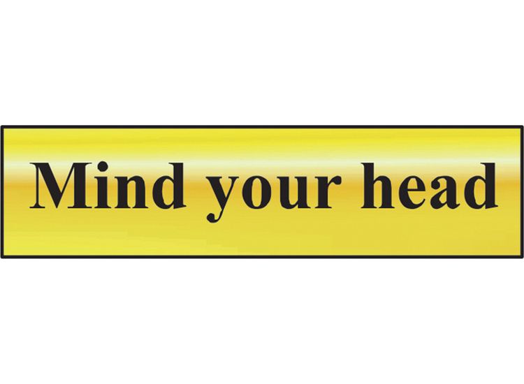 Scan Mind Your Head - Polished Brass Effect 200 x 50mm