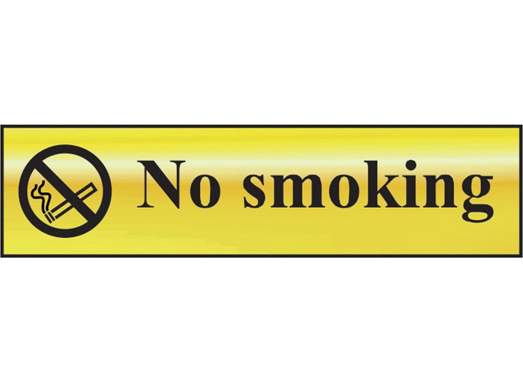 Scan No Smoking - Polished Brass Effect 200 x 50mm