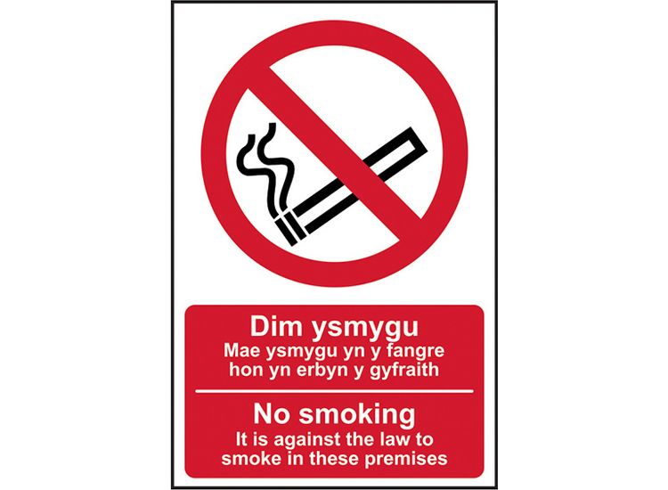 Scan No Smoking Welsh / English - PVC Sign 200 x 300mm
