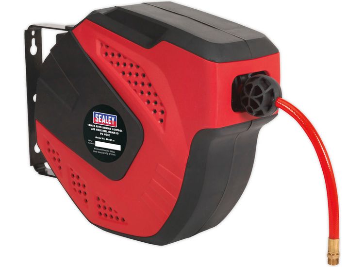 Sealey SA821 Air Hose Reel Auto Rewind Control 10m &amp;#8709;8mm ID - PU Hose