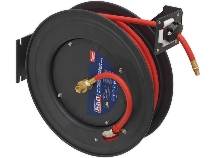 Sealey SA85 Retractable Air Hose Steel Reel 20m &amp;#8709;10mm ID Rubber Hose