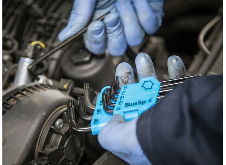 BlueSpot Tools Long Arm Ball End TORX Key Set of 9 (TX10-TX50)