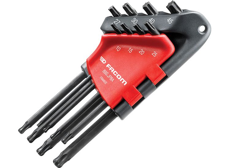Facom Long Metric Head TORX Hex Key Set of 8 (TX10-TX45)