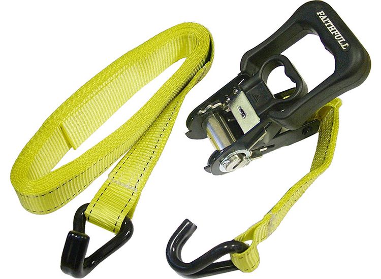 Faithfull Ratchet Tie-Downs J-Hook 5m x 32mm Breaking Strain 1320kg/daN 2 Piece