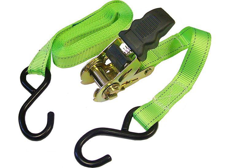 Faithfull Ratchet Tie-Downs S-Hook 5m x 25mm Breaking Strain 600kg/daN 2 Piece