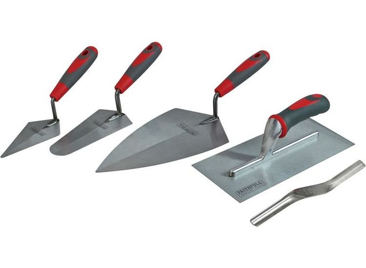 Faithfull Soft Grip Handle Trowel Pack 5 Piece
