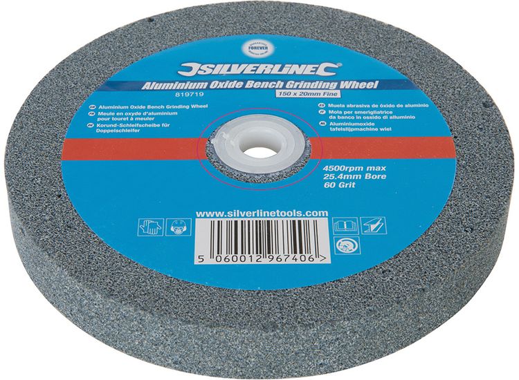 Silverline Aluminium Oxide Bench Grinding Wheel 150 x 20mm Fine