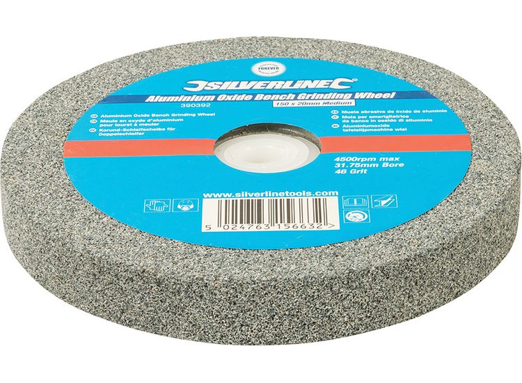 Silverline Aluminium Oxide Bench Grinding Wheel 150 x 20mm 46G Medium