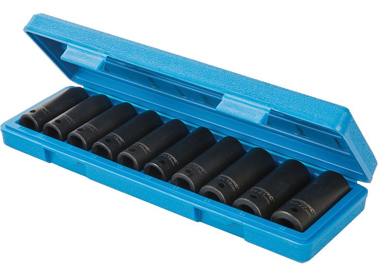 Silverline Deep Impact Socket Set 1/2" Drive 6pt Metric 10pce 10 - 22mm