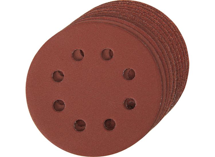 Silverline Hook &amp; Loop Discs Punched 115mm 10pce 115mm 4 x 60, 2 x 80, 120, 240G