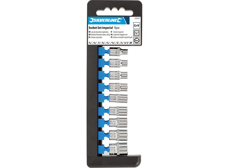 Silverline Socket Set 1/4" Drive 6pt Imperial 9pce 3/16" - 1/2"