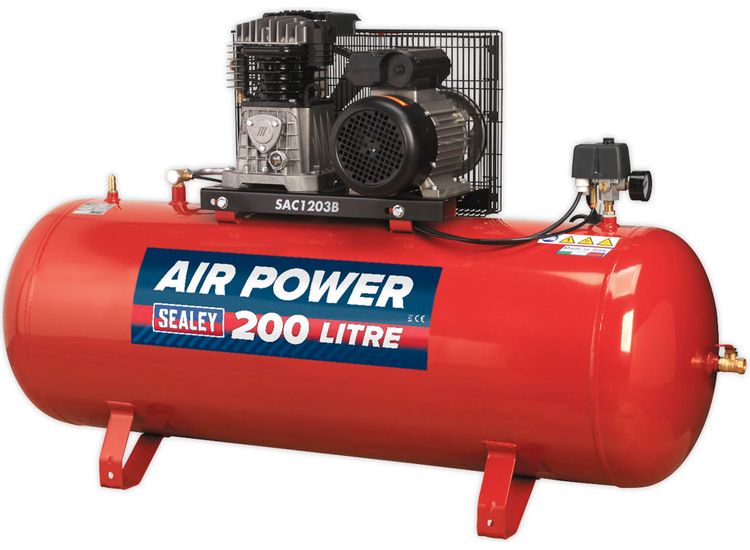 Sealey SAC1203B Compressor 200ltr Belt Drive 3hp with Cast Cylinders