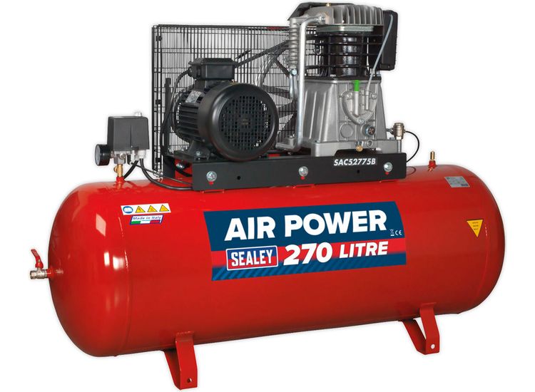 Sealey SAC52775B Compressor 270ltr Belt Drive 7.5hp 3ph 2-Stage with Cast Cylinders