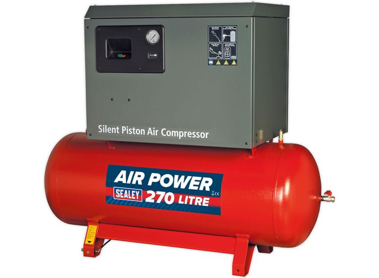 Sealey SAC72775BLN Compressor 270ltr Belt Drive 7.5hp 3ph 2-Stage with Cast Cylinders Low Noise