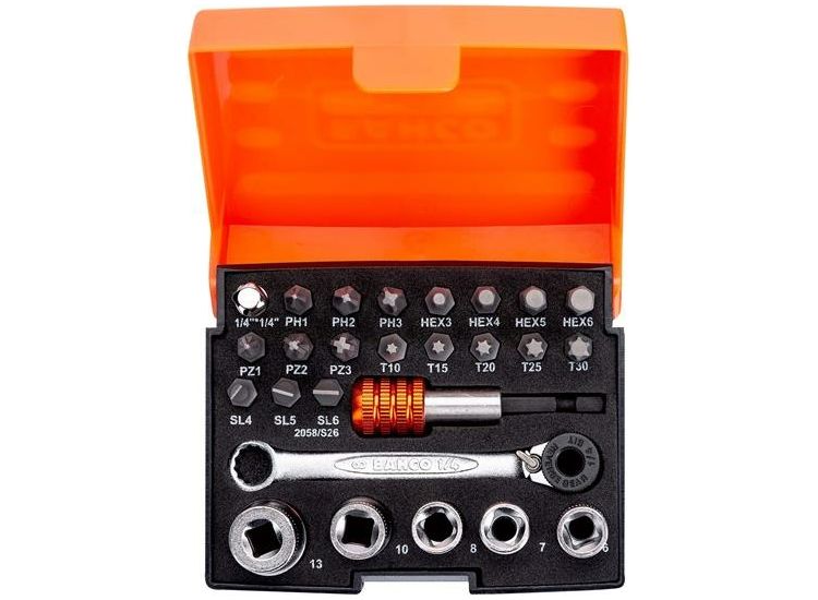 Bahco 2058/S26 1/4in Drive Ratchet Socket Set, 26 Piece