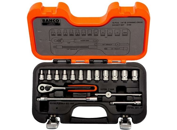 Bahco S160 1/4in Drive Socket Set, 16 Piece
