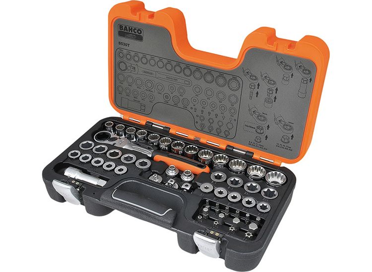 Bahco S530T 1/2in Drive Pass-Through Socket Set, 53 Piece