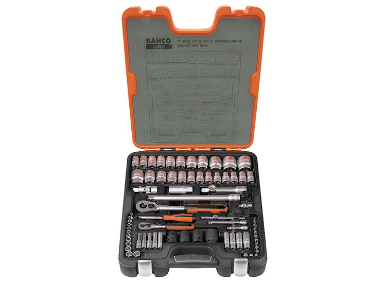 Bahco S800 1/4 &amp; 1/2in Drive Socket Set, 77 Piece