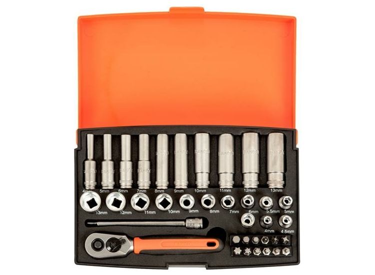 Bahco SL25L 1/4in Deep Drive Socket Set, 37 Piece