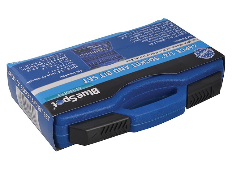 BlueSpot Tools 1/4in Square Drive Socket &amp; Bit Set, 46 Piece