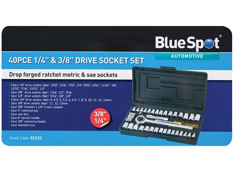 BlueSpot Tools Mixed Drive Socket Set, 40 Piece