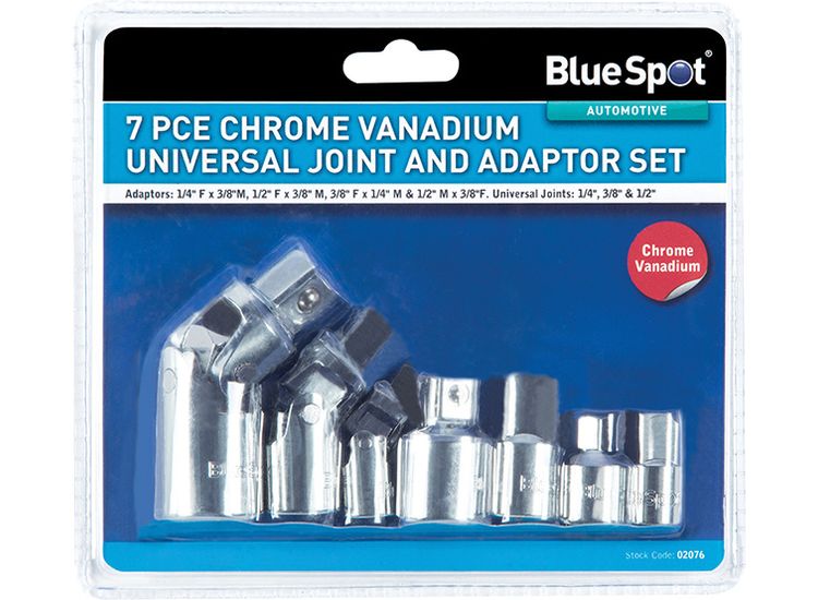 BlueSpot Tools Universal Joint &amp; Adaptor Set, 7 Piece