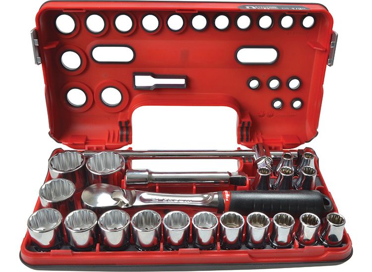 Facom 1/2in Drive 12-Point Detection Box Socket Set, 22 Piece