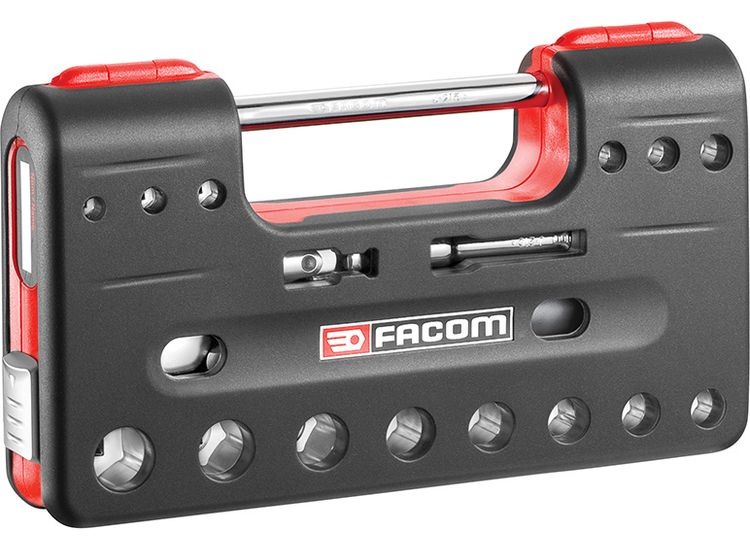Facom 3/8in Drive 6-Point Detection Box Socket Set, 18 Piece