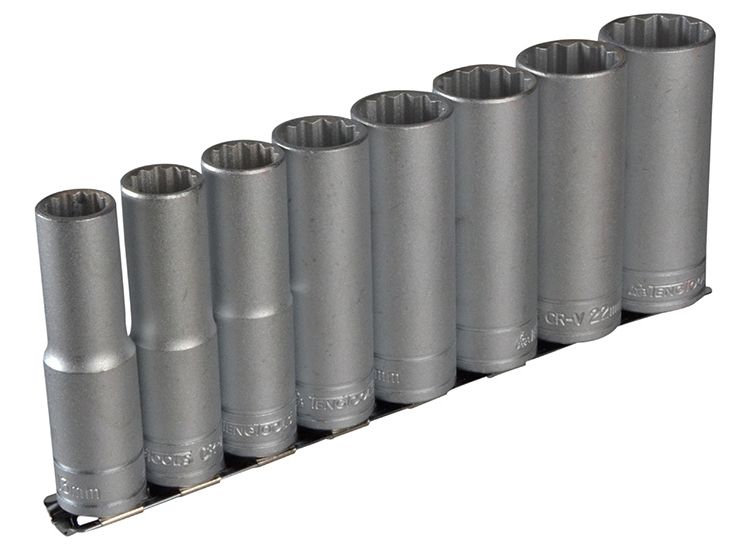Teng 1/2in Drive M1207 Socket Clip Rail Set, 8 Piece