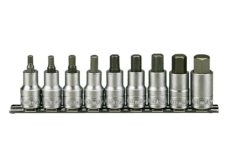 Teng 1/2in Drive M1212 Hex Socket Clip Rail Set, 9 Piece