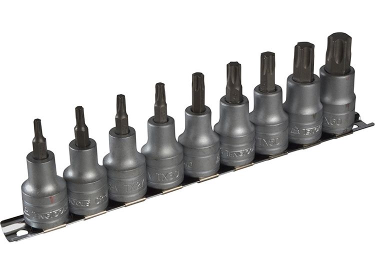 Teng M1213TX Socket Clip Rail Set of 9 Internal TORX 1/2in Drive