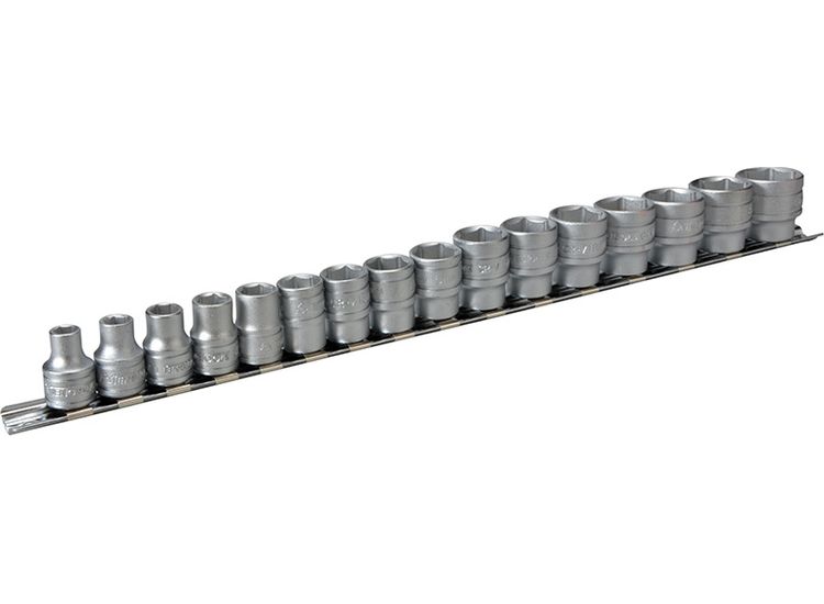 Teng M3816 Socket Clip Rail Set of 16 Metric 3/8in Drive