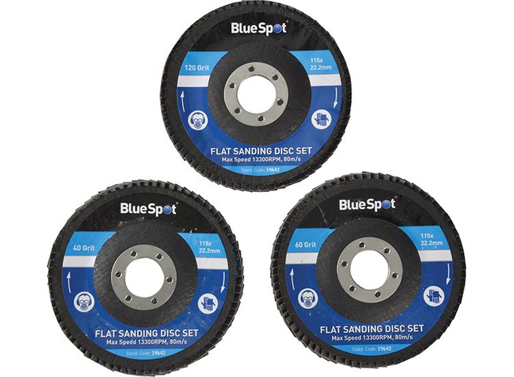 BlueSpot Tools Sanding Flap Disc Set 3 Piece 115mm (4.1/2in)