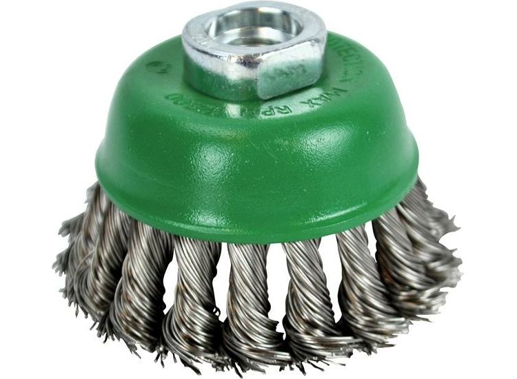 Faithfull Wire Cup Brush Twist Knot 65mm M14x2, 0.50mm Stainless Steel Wire